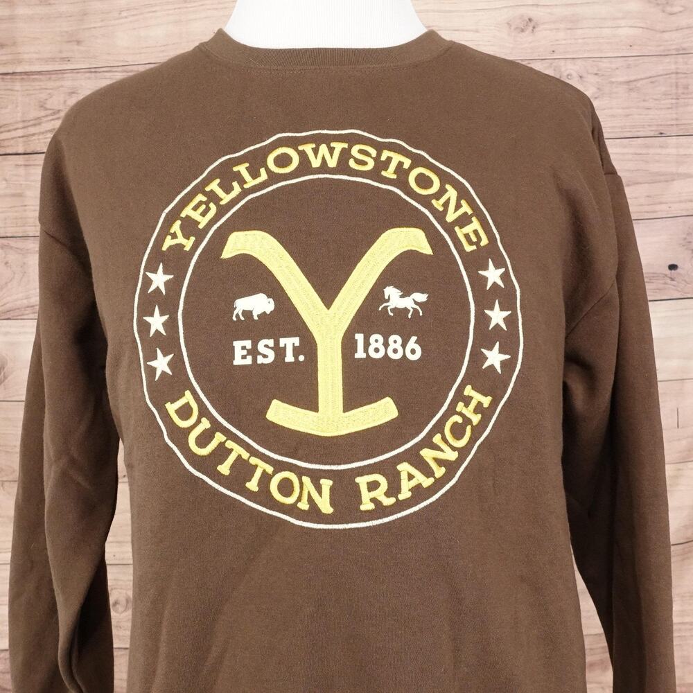 Yellowstone Dutton Ranch Sweatshirt Mens XL‎ Brown Crewneck Western TV Show 1886